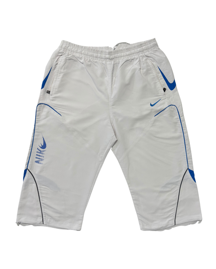Nike White & Blue Swoosh Athletic Track Shorts - M | Waist: 30"