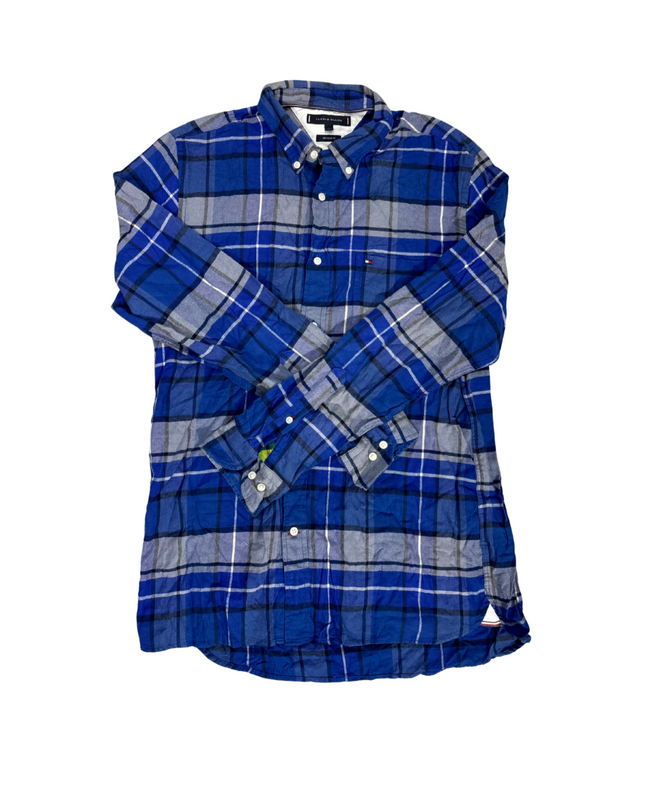 Tommy Hilfiger Regular Fit Brushed Check Dark Blue Shirt - M