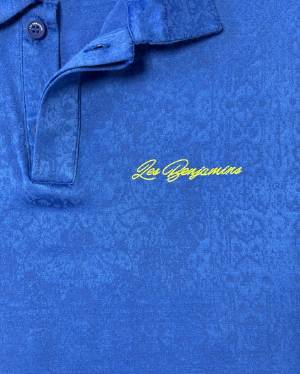 Les Benjamins Royal Blue Textured Jacquard Polo Shirt
