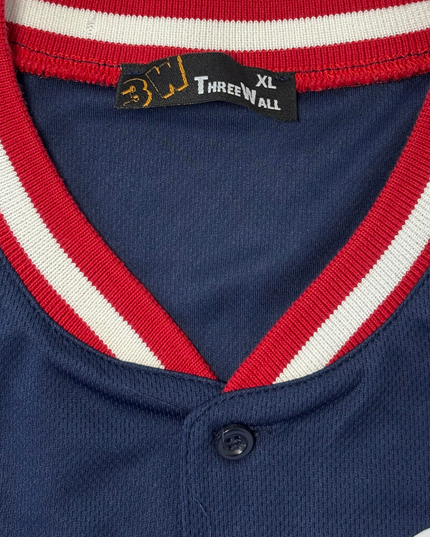Three Wall Navy Blue “Jordan 23” Red & White Trim Baseball Jersey