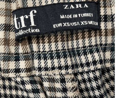 ZARA TRF Houndstooth Check Pleated High Waist Trousers