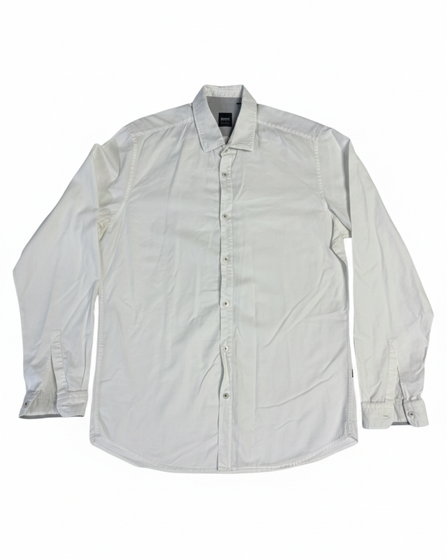 Hugo Boss White Regular Fit Long Sleeve Shirt
