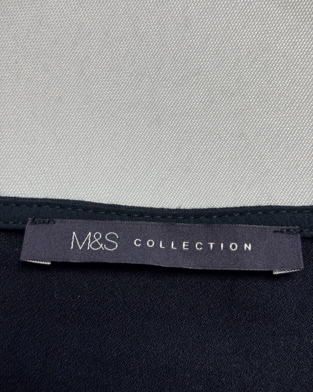 M&S COLLECTION Navy Blue and Yellow Abstract Print Top