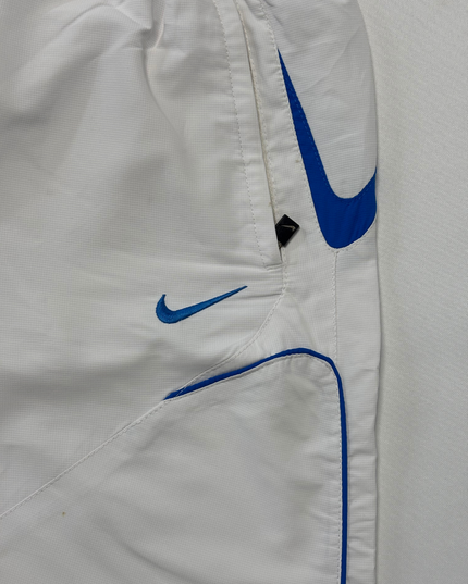 Nike White & Blue Swoosh Athletic Track Shorts - M | Waist: 30"