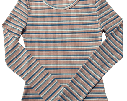 Shein Ribbed Retro Striped Long Sleeve T-Shirt