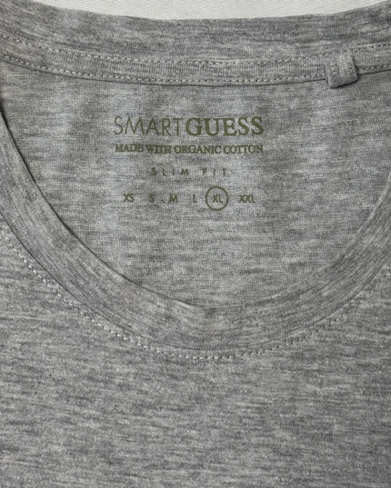 GUESS Smart Guess Heather Grey Organic Cotton Logo T-Shirt