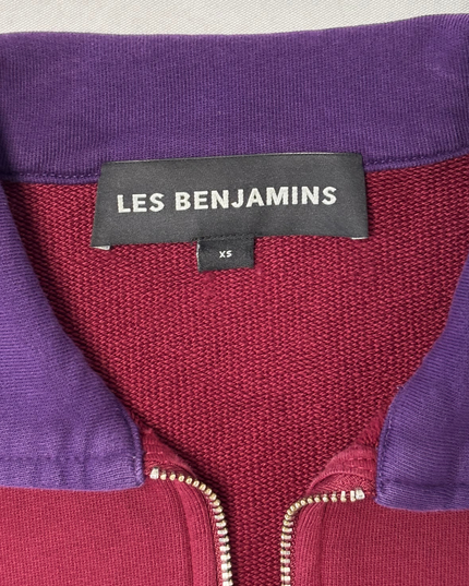 Les Benjamins Burgundy & Purple Quarter-Zip Polo Shirt