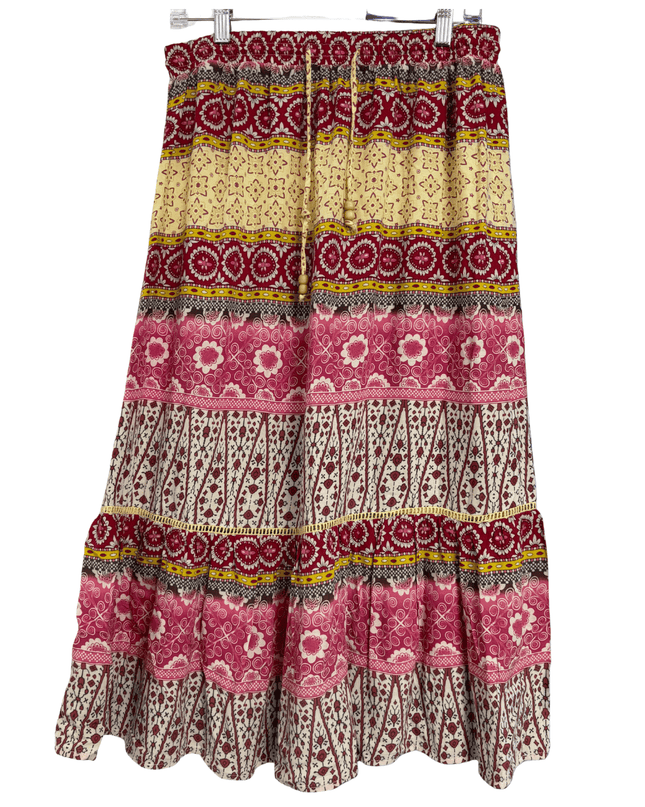 Cynthia Rowley Boho Floral Multi-Color Tiered Maxi Skirt