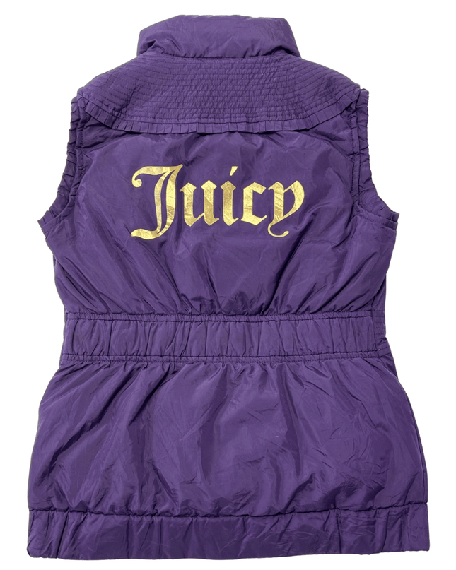 Juicy Couture Deep Purple Gold Logo Sleeveless Puffer Vest