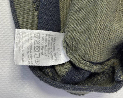 Lacoste Olive/Navy Geometric Pattern Slim Fit Cotton Sweater