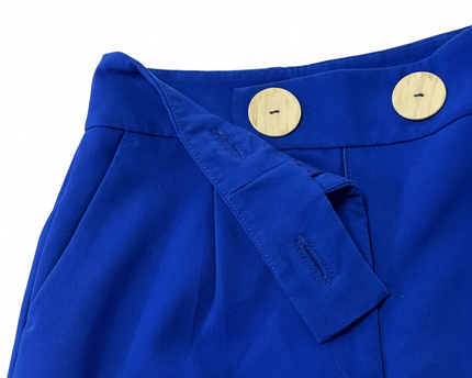 Zara High-Waisted Blue with Button Detail Tapered Trousers