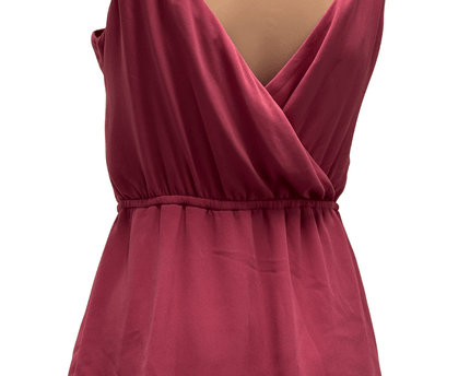 Le Château Rose Pink Wrap V-Neck Peplum Top