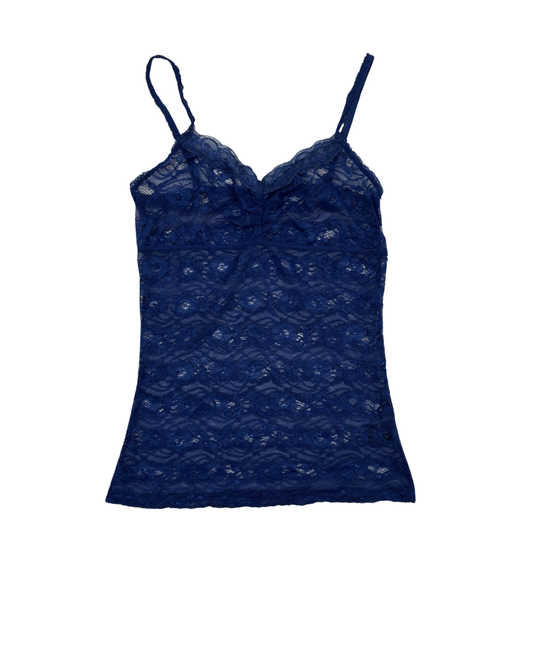 Bluenotes Sheer Blue Floral Lace Cami - XXS