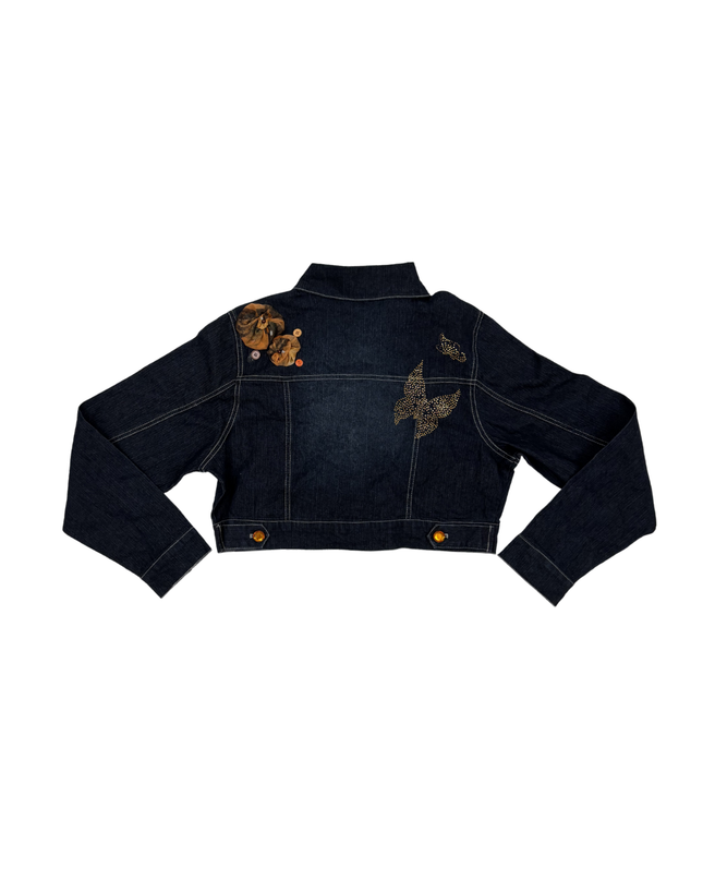 Know Who You Are with Butterfly Rhinestones Denim Jacket - M