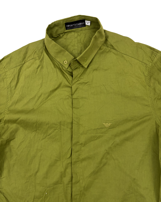 Emporio Armani Olive Green Minimalist Button-Up Shirt - XS