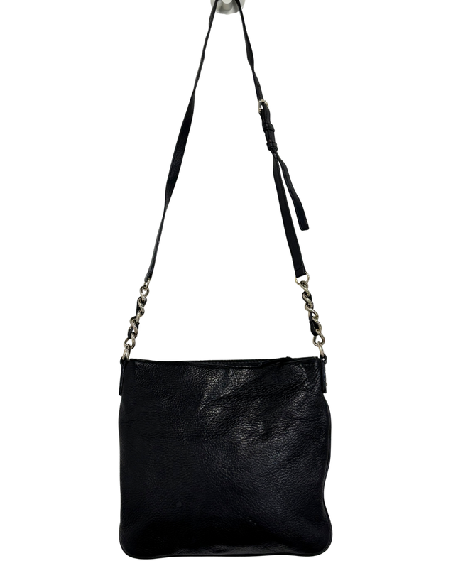 Kate Spade Black Pebbled Leather Convertible with Silver Chain Shoulder Bag