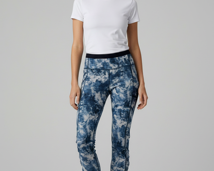 Lululemon Blue and White Tie-Dye Performance Leggings