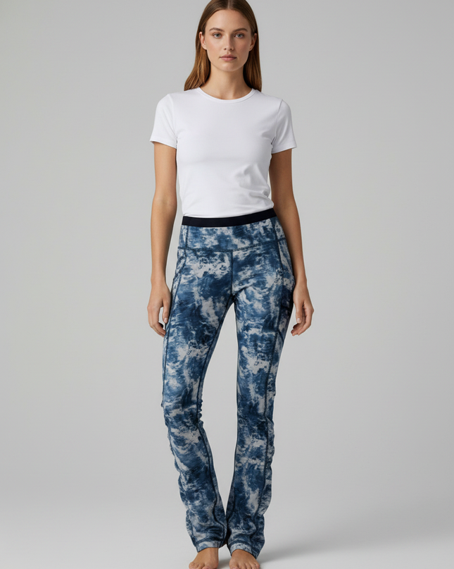 Lululemon Blue and White Tie-Dye Performance Leggings