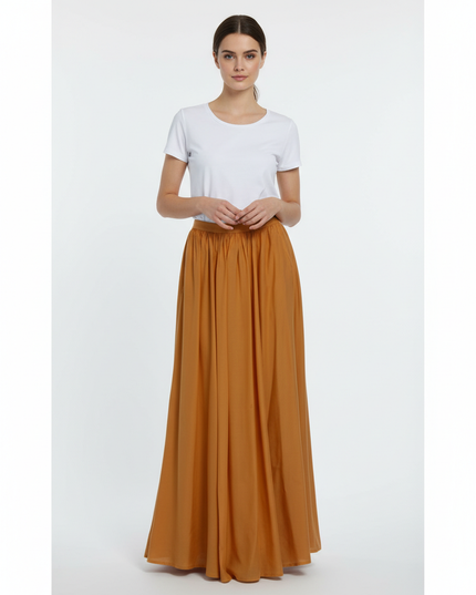 Zara TRF Orange High-Waisted Maxi Skirt