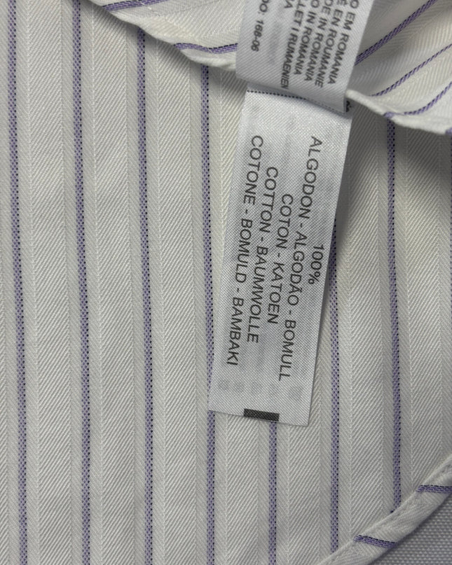 Massimo Dutti White/Purple Striped Cotton Dress Shirt