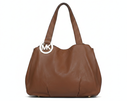 Michael Kors Brown Pebbled Leather Shoulder Bag
