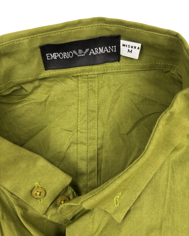 Emporio Armani Olive Green Minimalist Button-Up Shirt - XS