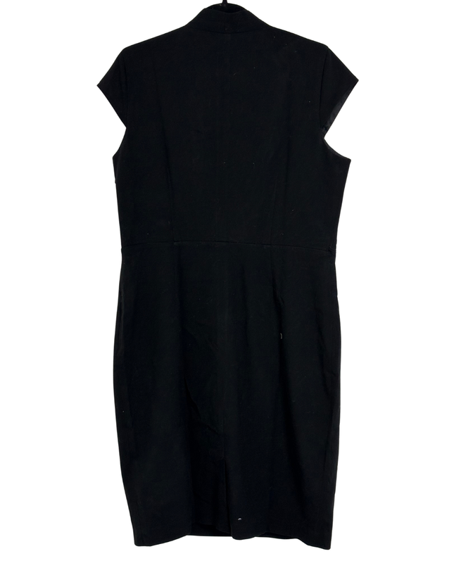 Calvin Klein Deep V Pleated Black Sleeveless Sheath Dress