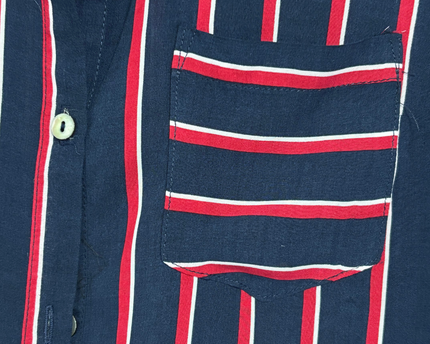 Forever 21 Navy, Red & White Striped Open Tie-Back Shirt