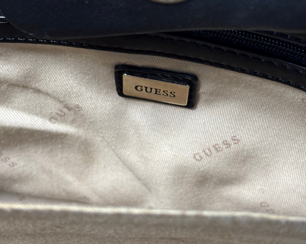 GUESS Black Quilted Faux Leather Double-Zip Tote Bag