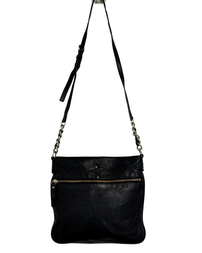 Kate Spade Black Pebbled Leather Convertible with Silver Chain Shoulder Bag