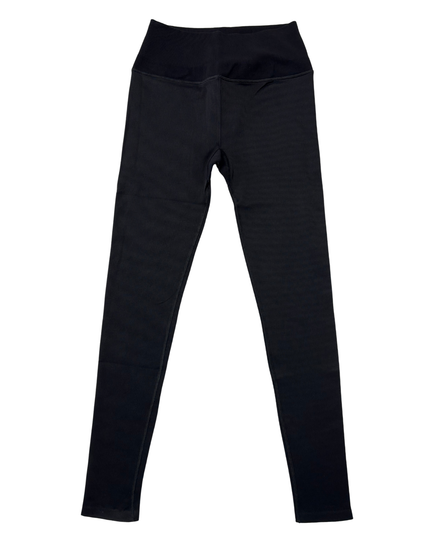 Alo High-Waist Seamless Black Ribbed Yoga Leggings - XS | Waist: 23"