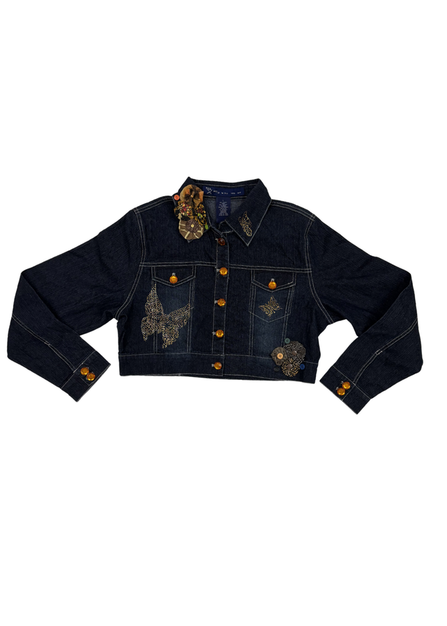 Know Who You Are with Butterfly Rhinestones Denim Jacket - M