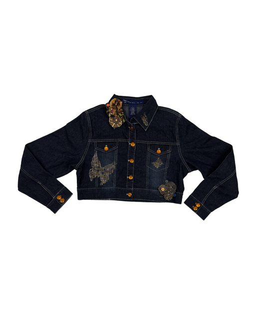 Know Who You Are with Butterfly Rhinestones Denim Jacket - M