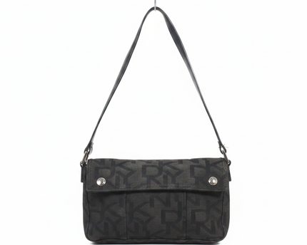 DKNY Black Monogram Jacquard Shoulder Bag