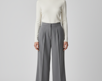 Zara Grey High-Waisted Wide-Leg Cropped Trousers