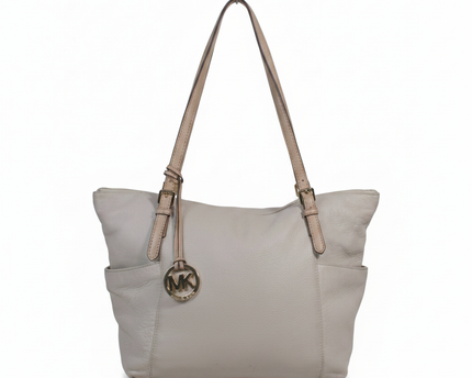 Michael Kors Beige Pebbled Leather Tote Bag