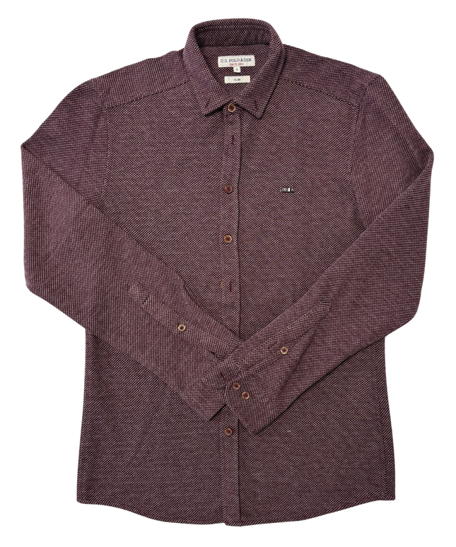 U.S. Polo Assn. Burgundy Textured Knit Shirt - S