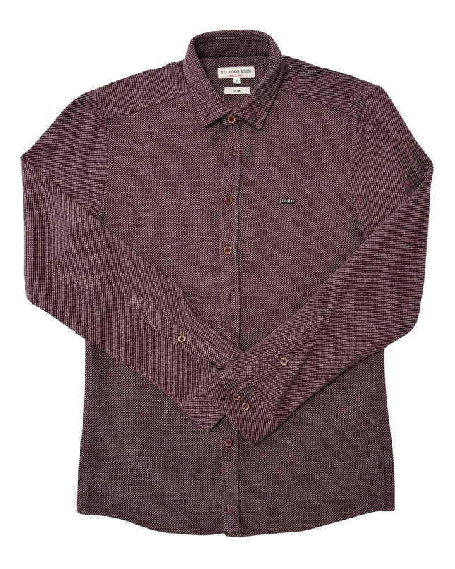 U.S. Polo Assn. Burgundy Textured Knit Shirt - S