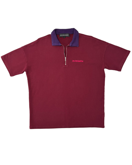 Les Benjamins Burgundy & Purple Quarter-Zip Polo Shirt
