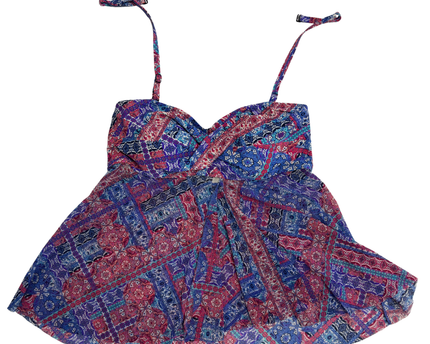 Christina Boho Patchwork Multicolor Print Tankini Top - XS