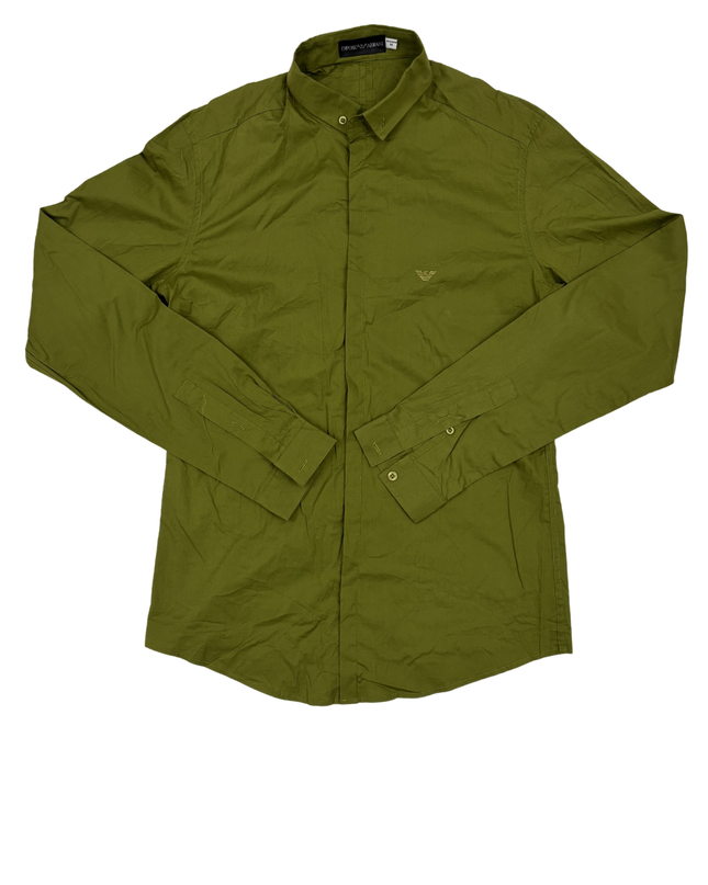 Emporio Armani Olive Green Minimalist Button-Up Shirt - XS