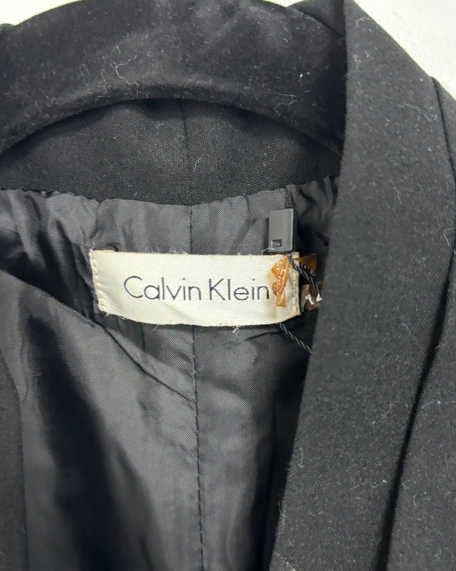 Calvin Klein Deep V Pleated Black Sleeveless Sheath Dress