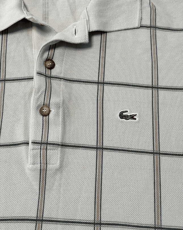 Lacoste Vintage Grey Grid Windowpane Polo Shirt