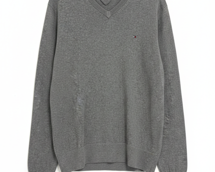 Tommy Hilfiger Grey V-Neck Pima Cotton Cashmere Sweater
