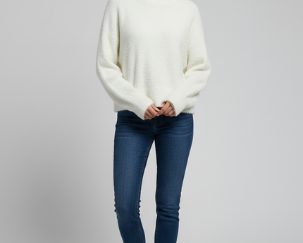 Miss Selfridge White Fluffy Eyelash Knit Sweater