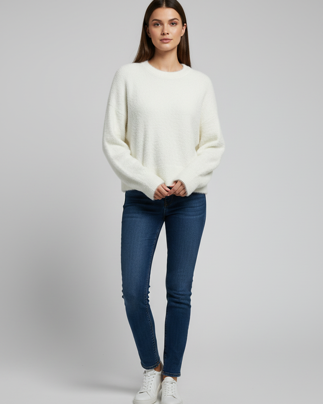 Miss Selfridge White Fluffy Eyelash Knit Sweater