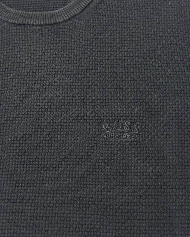 BOSS Black Waffle Knit Crewneck Sweater