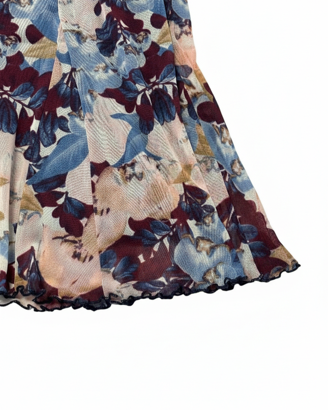 Tom Tailor Floral Mesh A-Line with Lettuce Hem Skirt