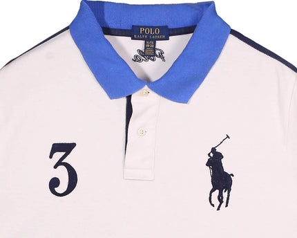 Ralph Lauren White & Blue #3 Custom Fit Colorblock Polo Shirt