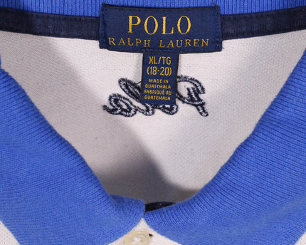 Ralph Lauren White & Blue #3 Custom Fit Colorblock Polo Shirt